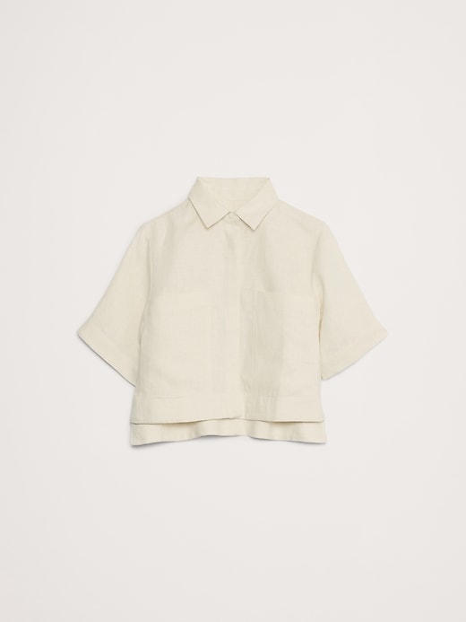 [送料込] Linen Cutting cropped shirt 大阪店WEB限定受注制【Chikashitsu +】linen cropped cutting