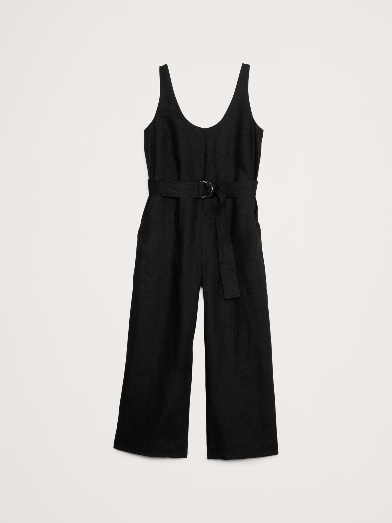 Linen Belted Wide-Leg Jumpsuit