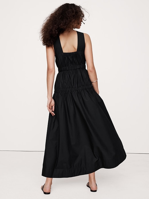 Cotton Poplin Ruched Drop-Waist Maxi Dress Banana Republic