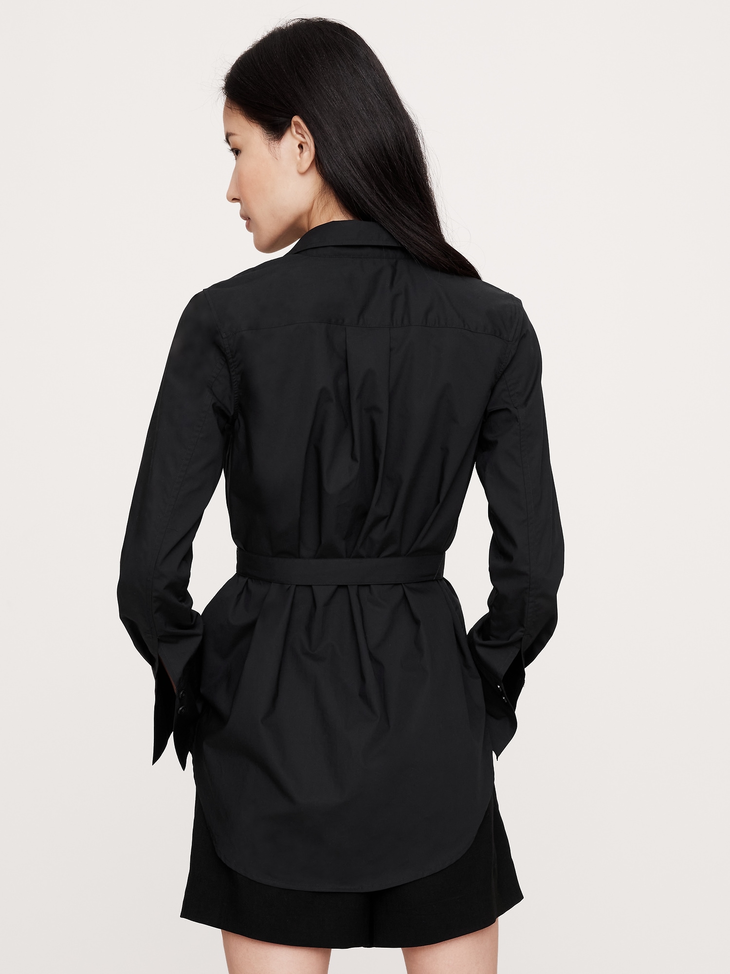 Cotton Poplin Belted Tunic Shirt