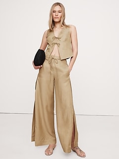 【BAON】[unisex] Kelter Linen Pintuck Banding Wide Pants Pleated wide-leg linen pant | Twik | Shop Women%u2019s