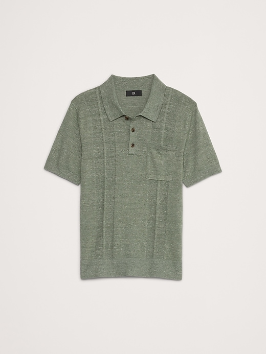 Linen-Cotton Ribbed Sweater Polo | Banana Republic