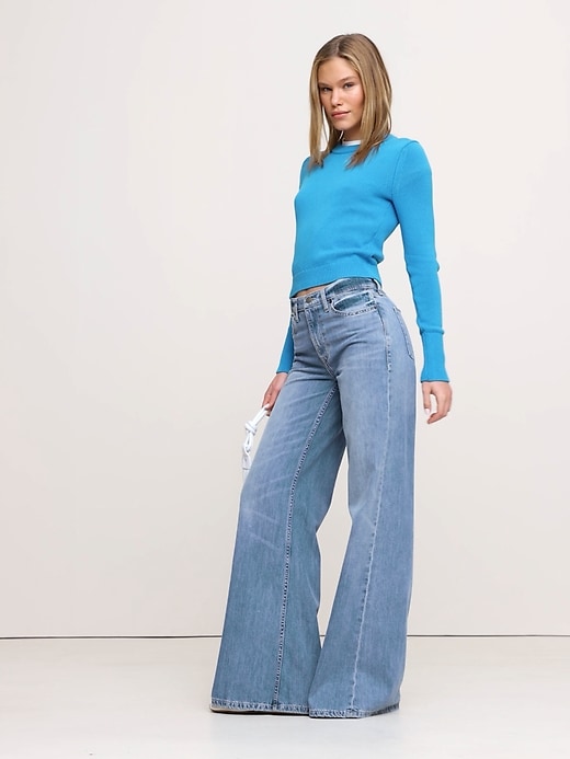 Shrunken Cotton-Silk Crew-Neck Sweater | Banana Republic