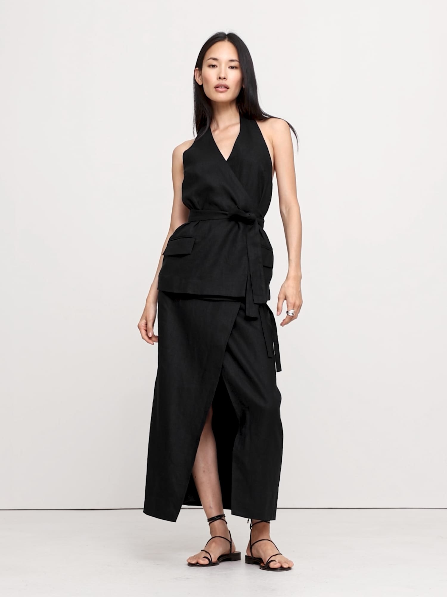 Image number 2 showing, Linen Halter Wrap Tunic