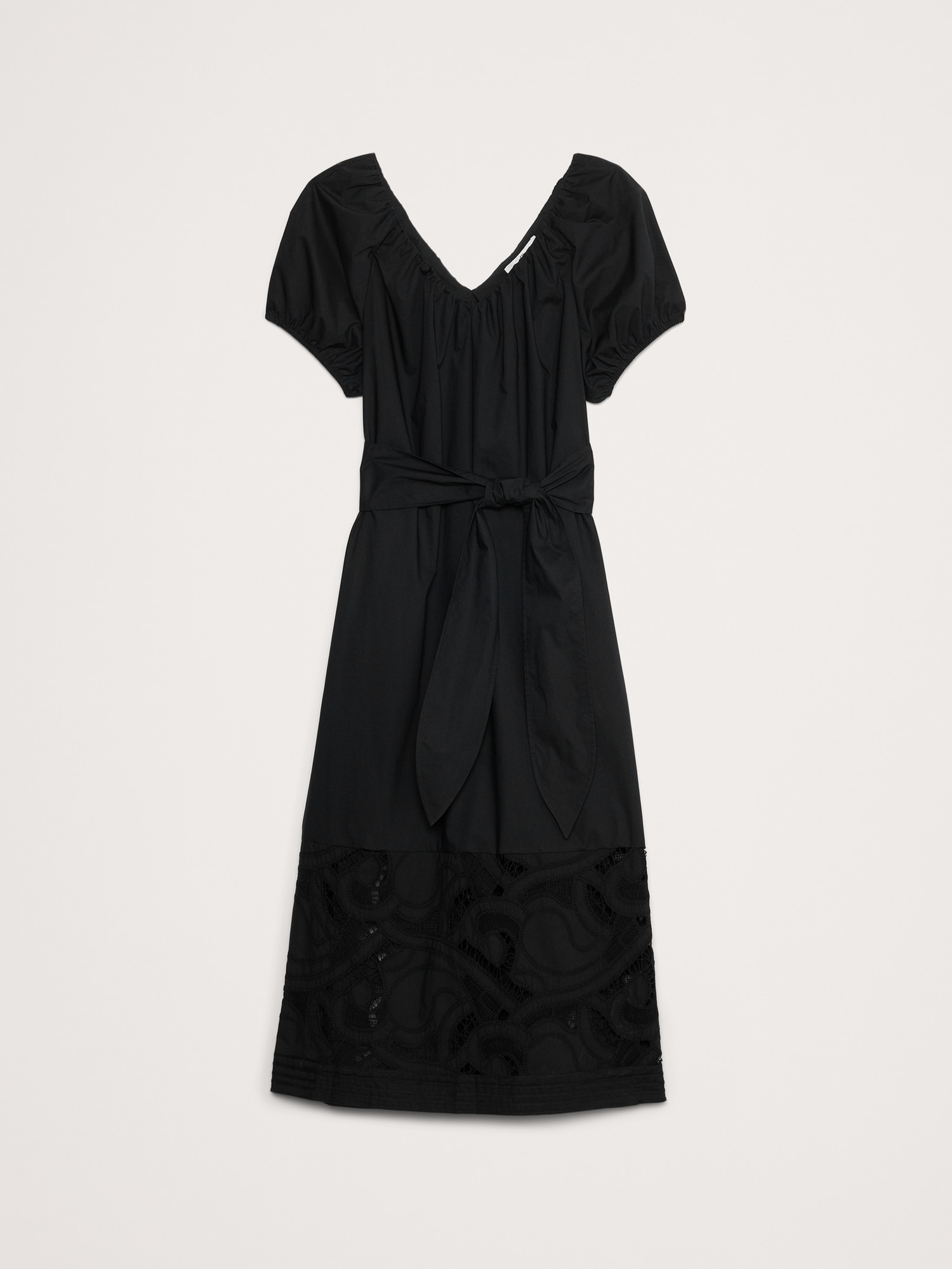 Embroidered Cotton Poplin Ruched Dress