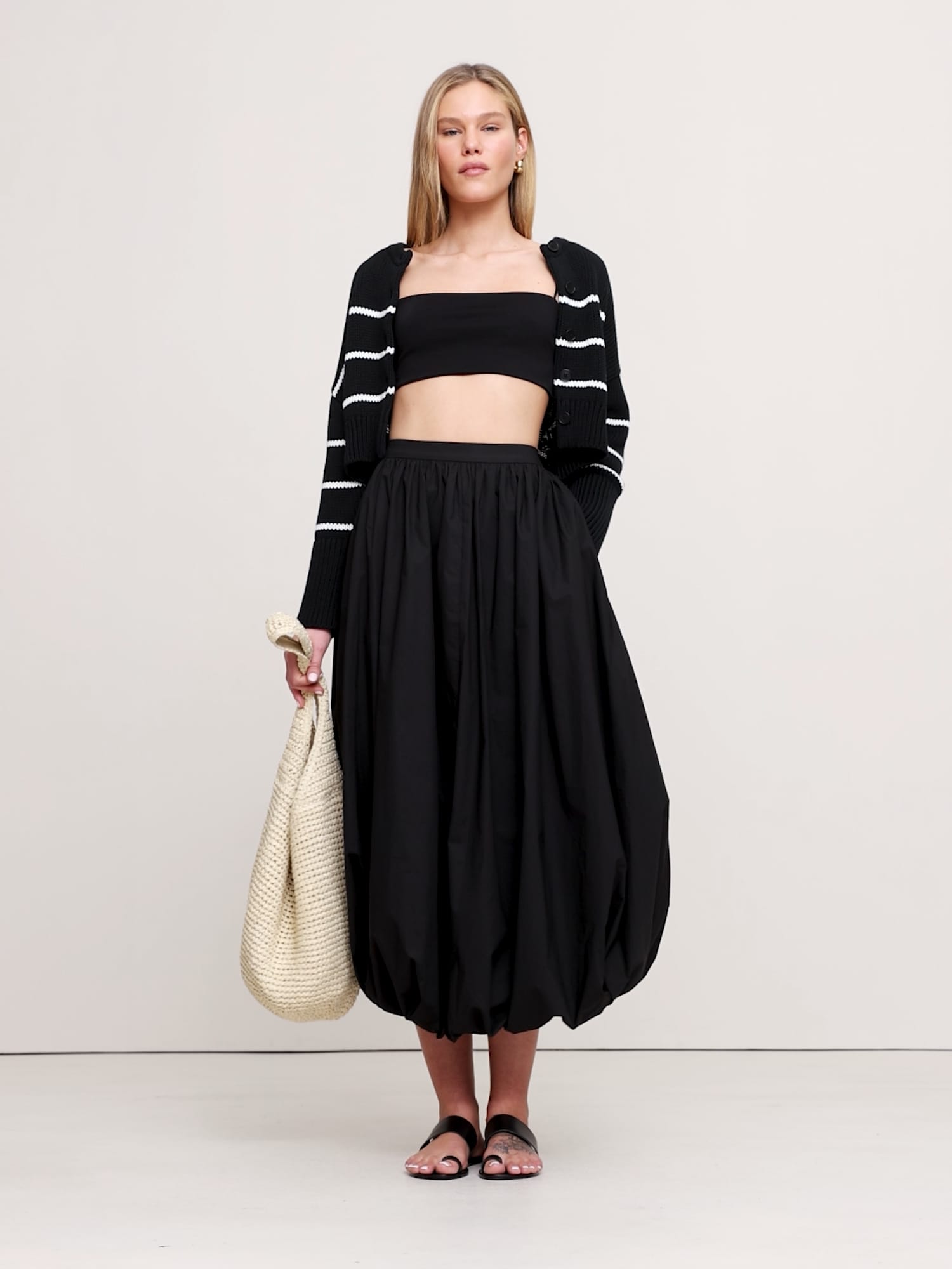 Image number 2 showing, Cotton Poplin Bubble-Hem Maxi Skirt