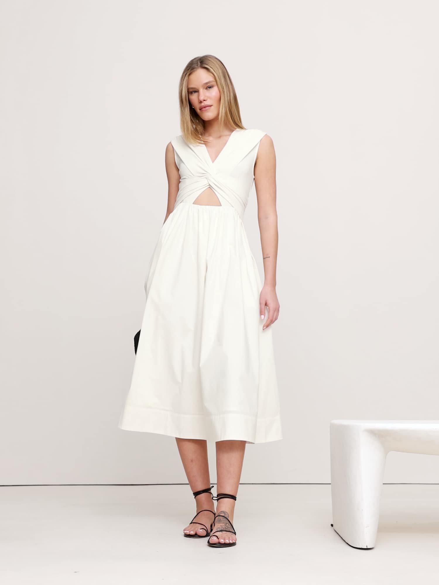 Image number 2 showing, Mixed-Media Cut-Out Midi Dress