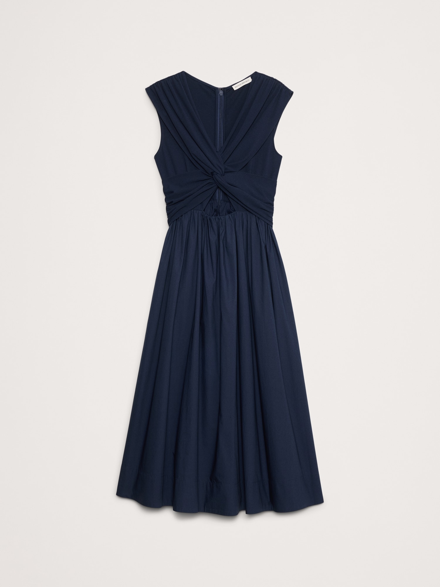 Mixed-Media Cut-Out Midi Dress