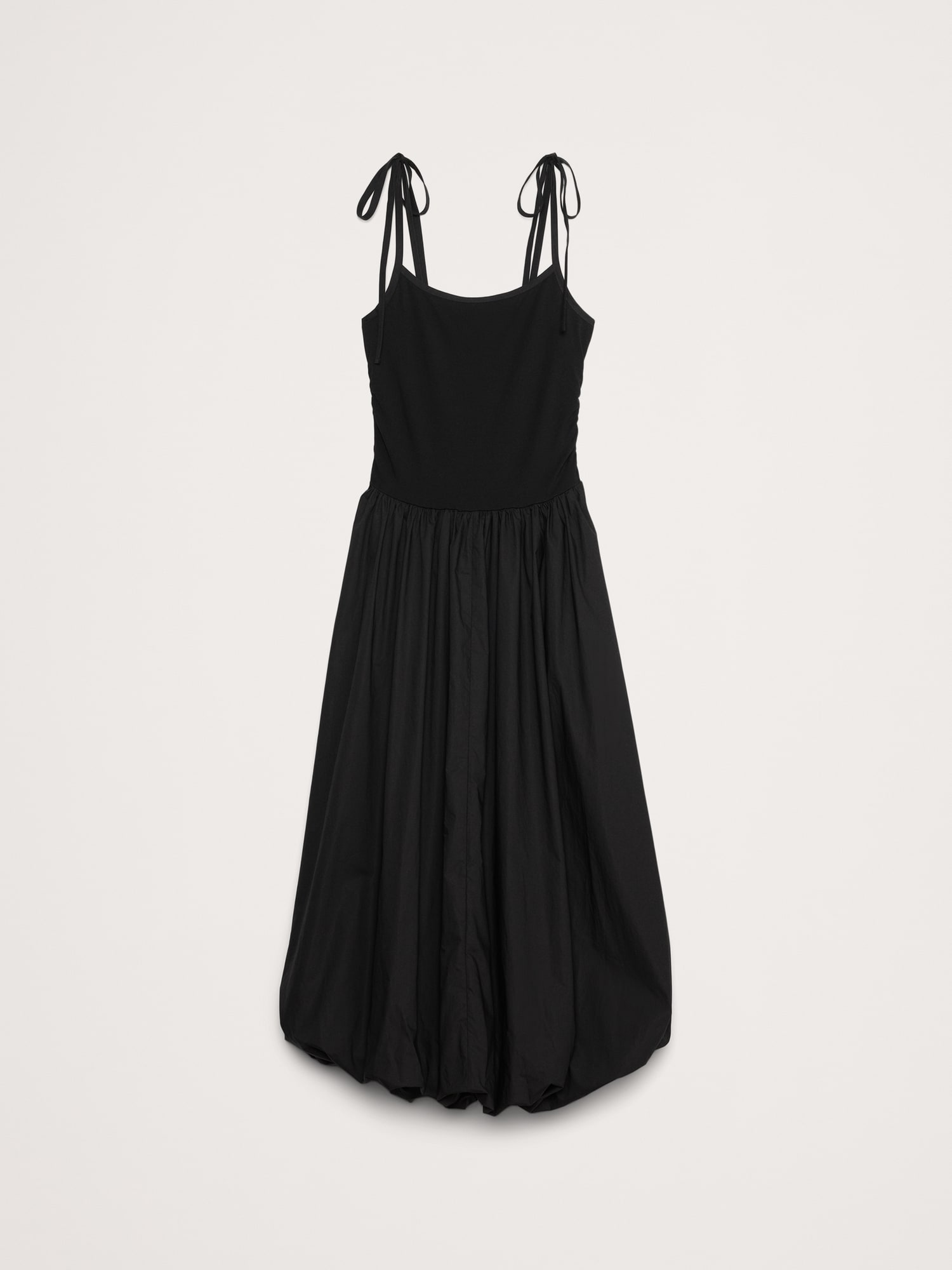 Mixed Media Bubble-Hem Maxi Dress