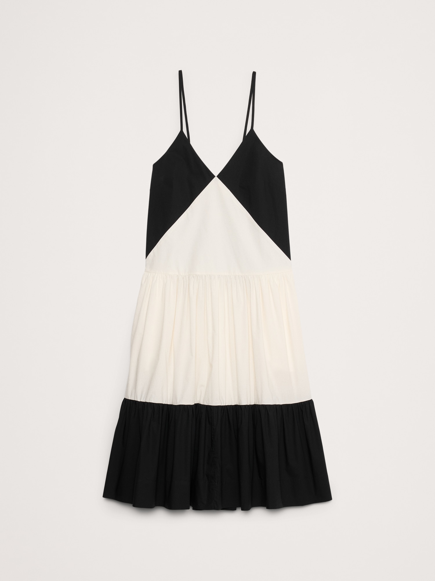 Color-block Cotton Poplin Tiered Midi Dress