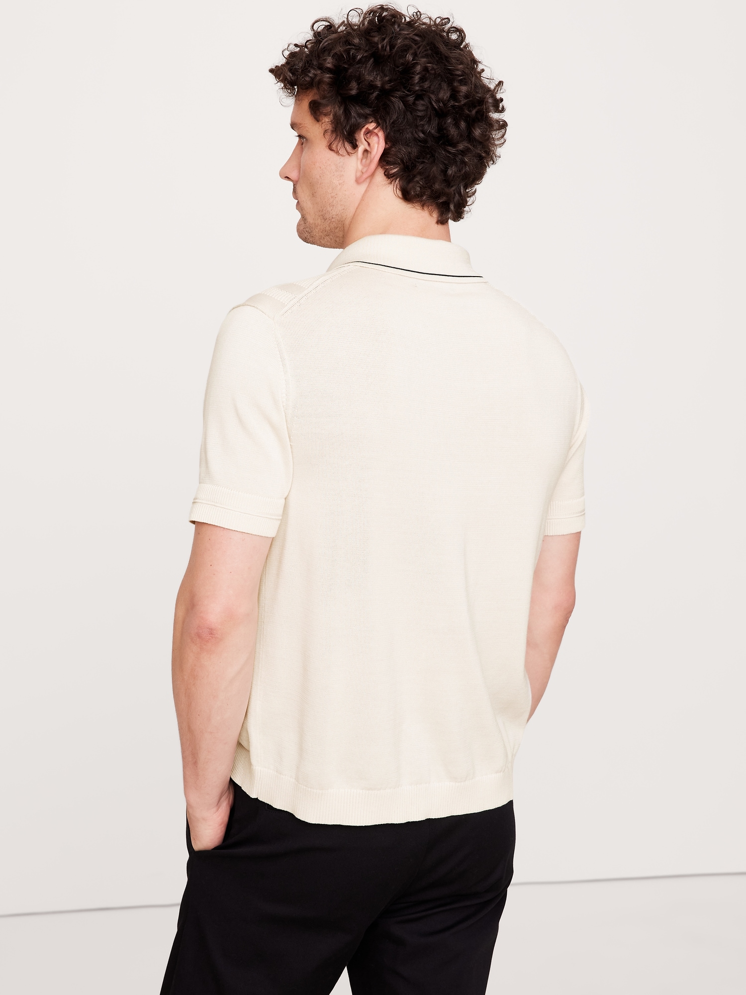 Ribbed-Stripe Cotton Resort Shirt