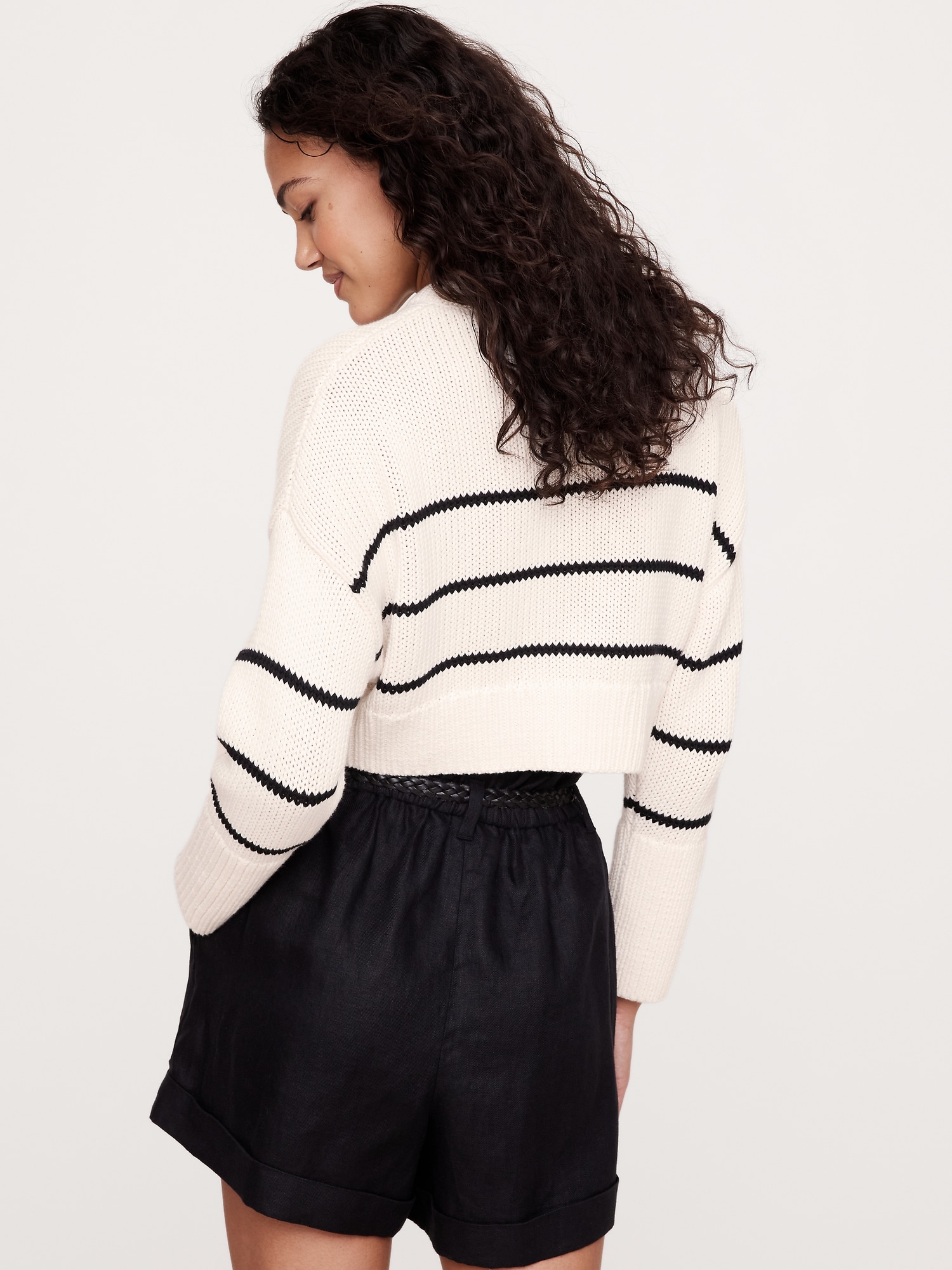 Oversized Cotton Cropped Cardigan