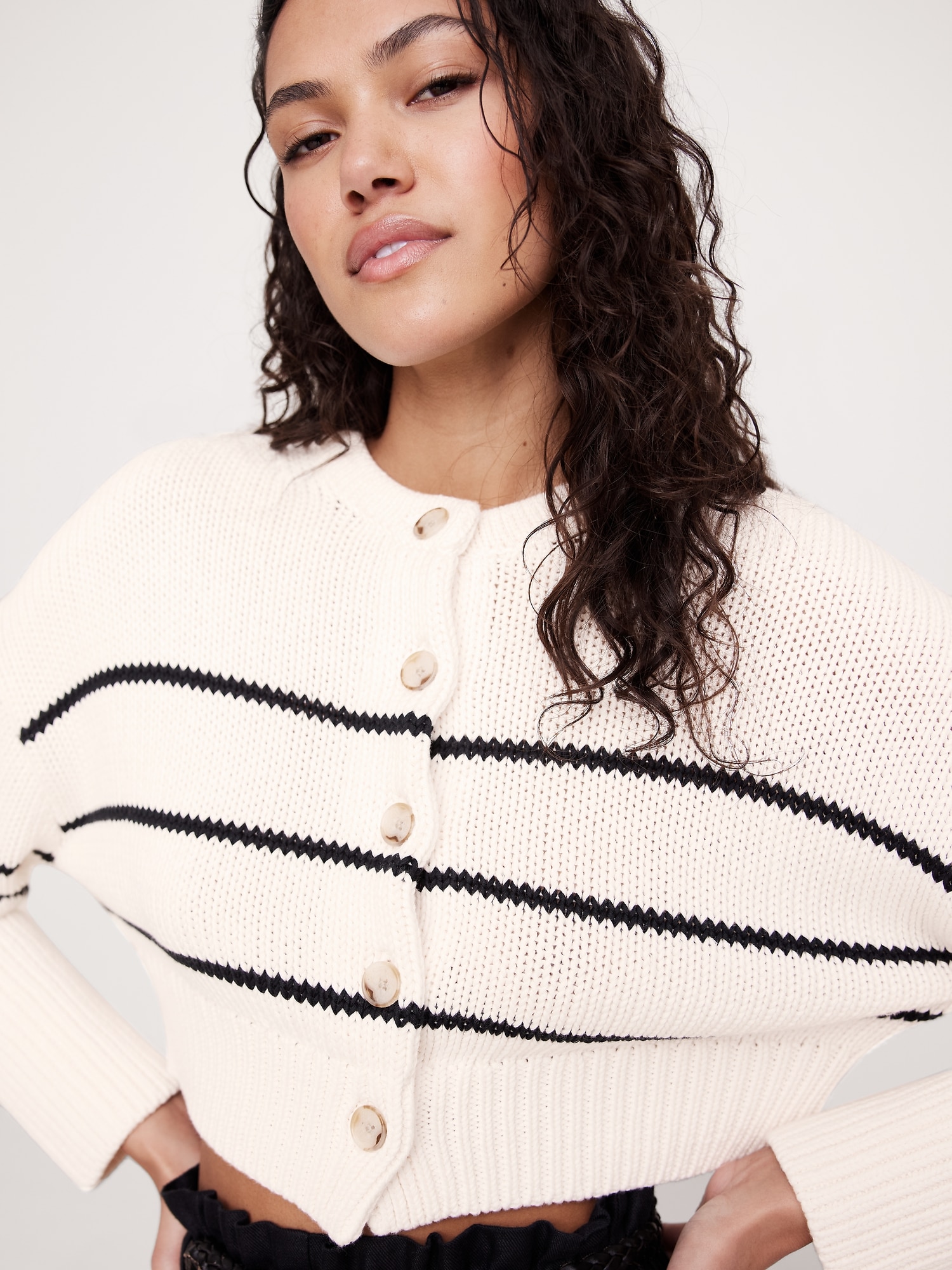 Oversized Cotton Cropped Cardigan