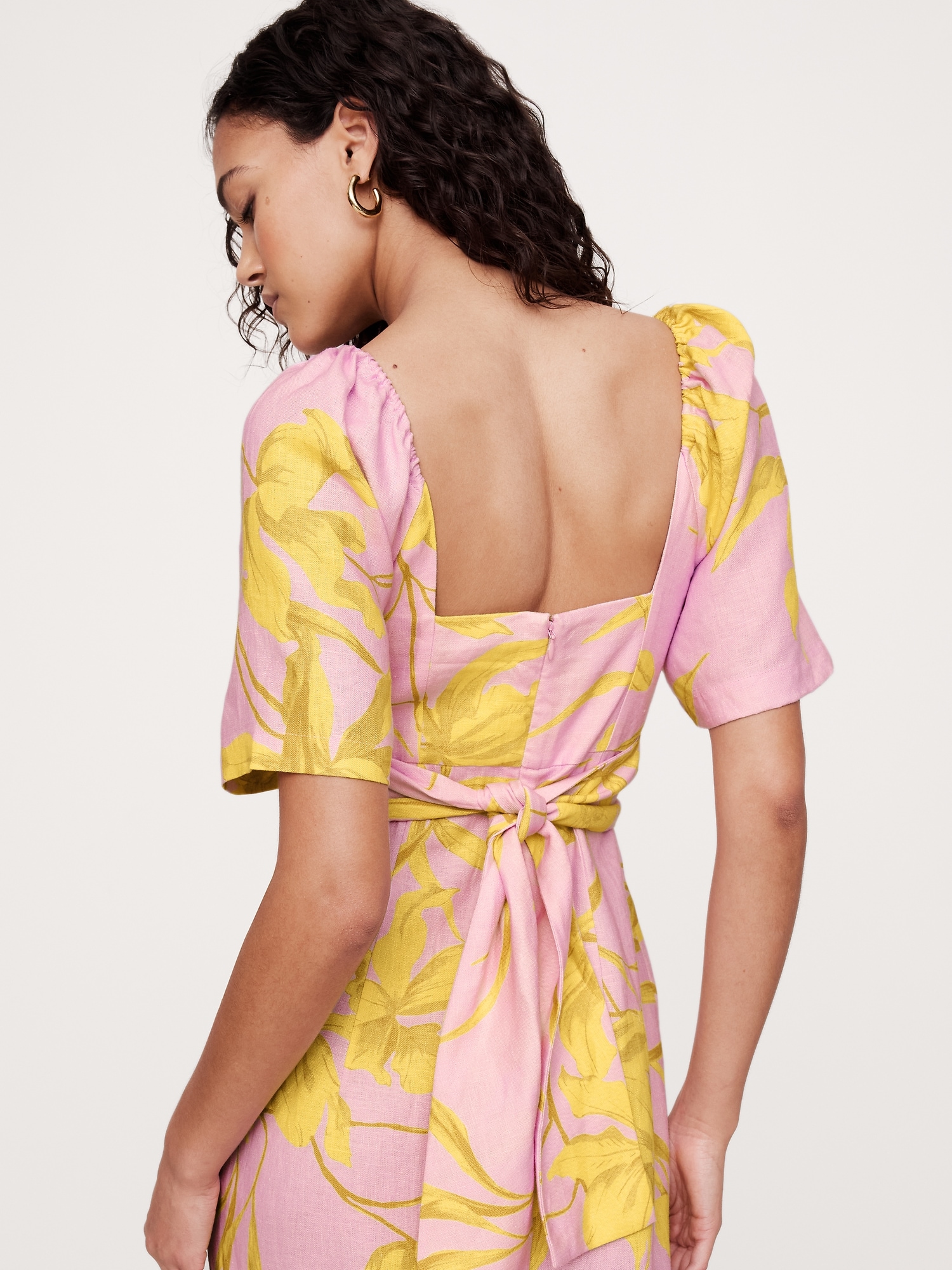 Linen Sweetheart Long Midi Dress
