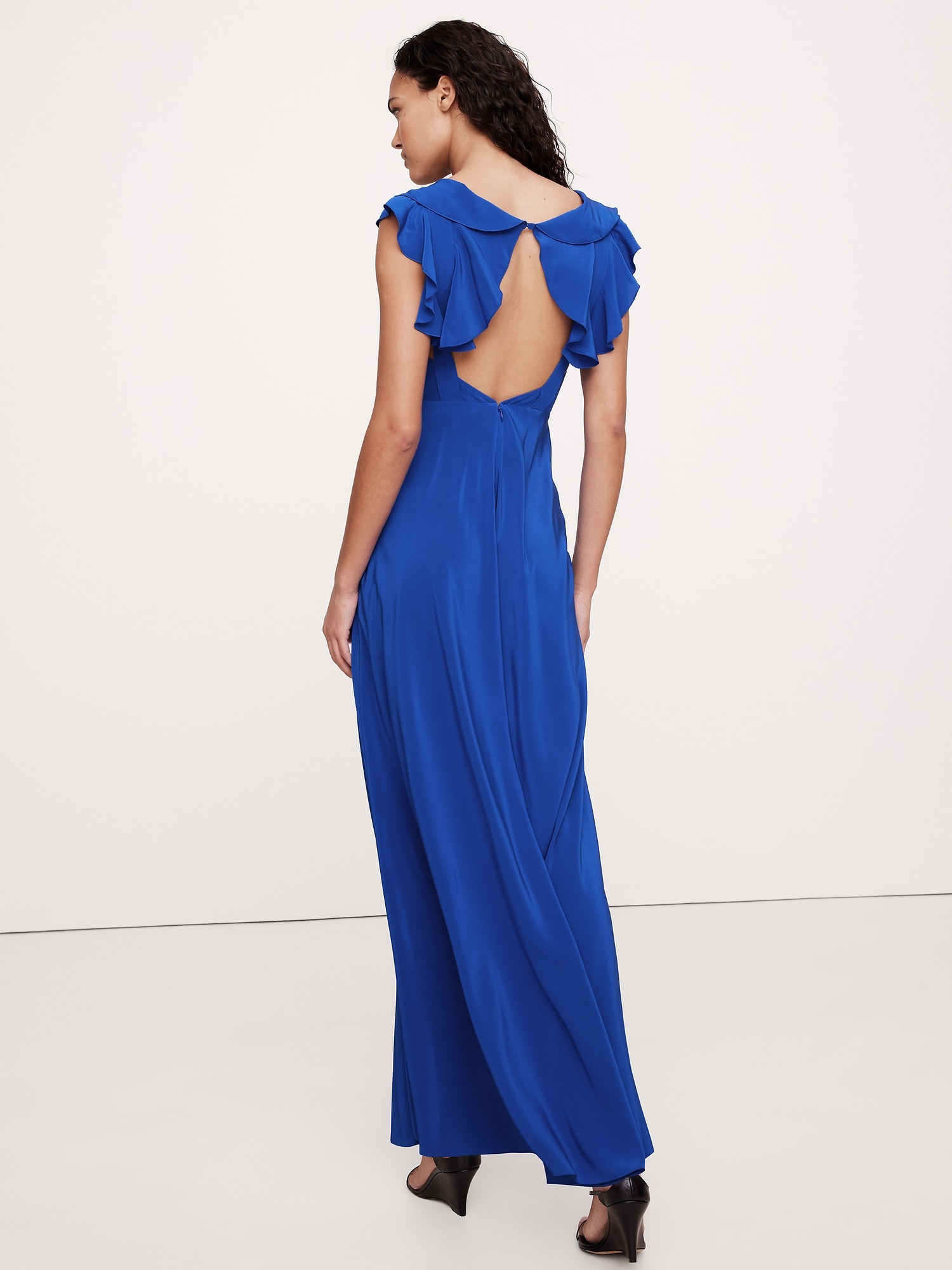 Matte Silk Open-Back Maxi Dress