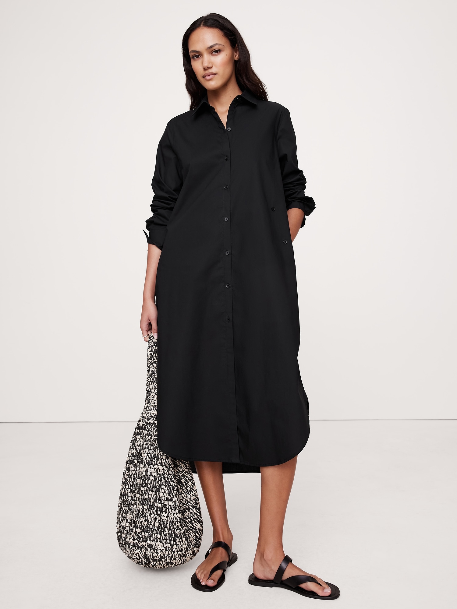 Poplin Asymmetrical Shirt Dress