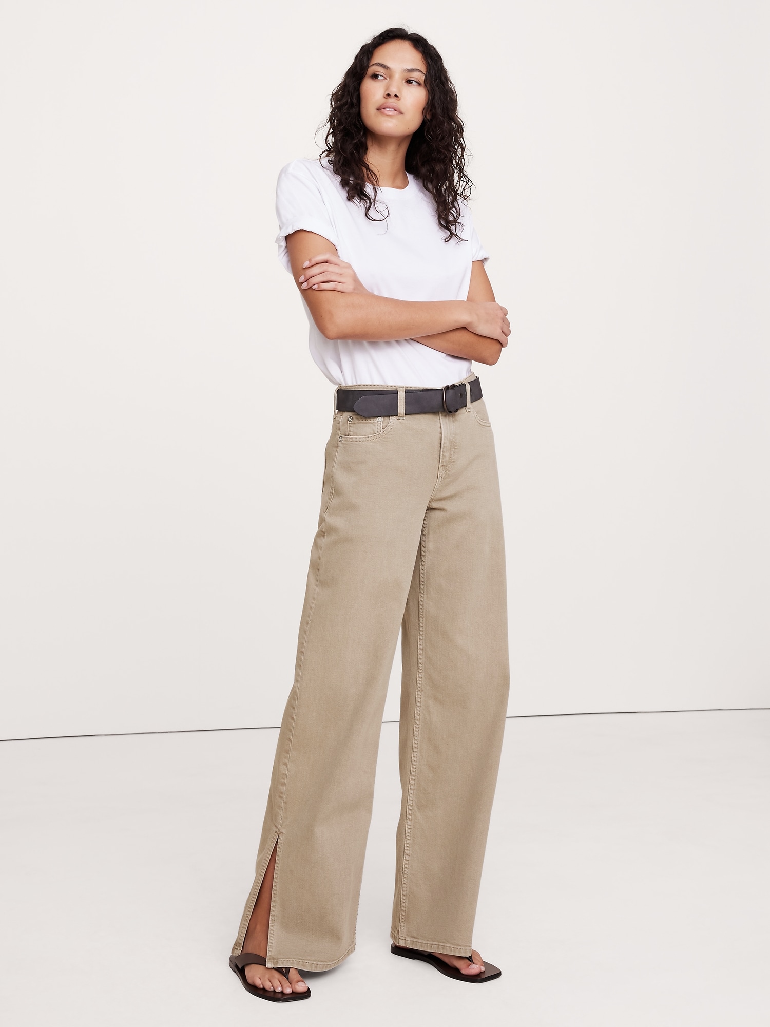 The Icon Classic Mid-Rise Wide-Leg Split-Hem Jean