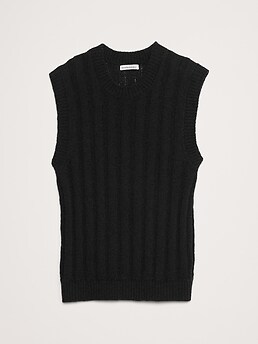 Cotton-Linen Blend Ribbed Sweater Vest | Banana Republic