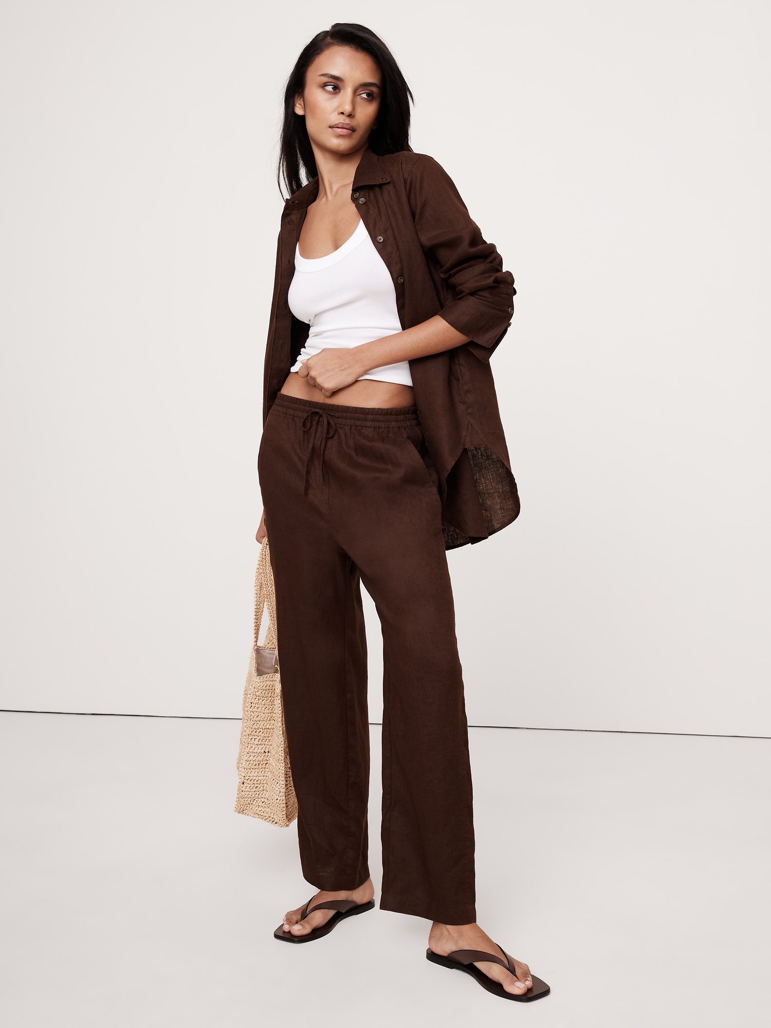 Linen Pull-On Ankle Pant