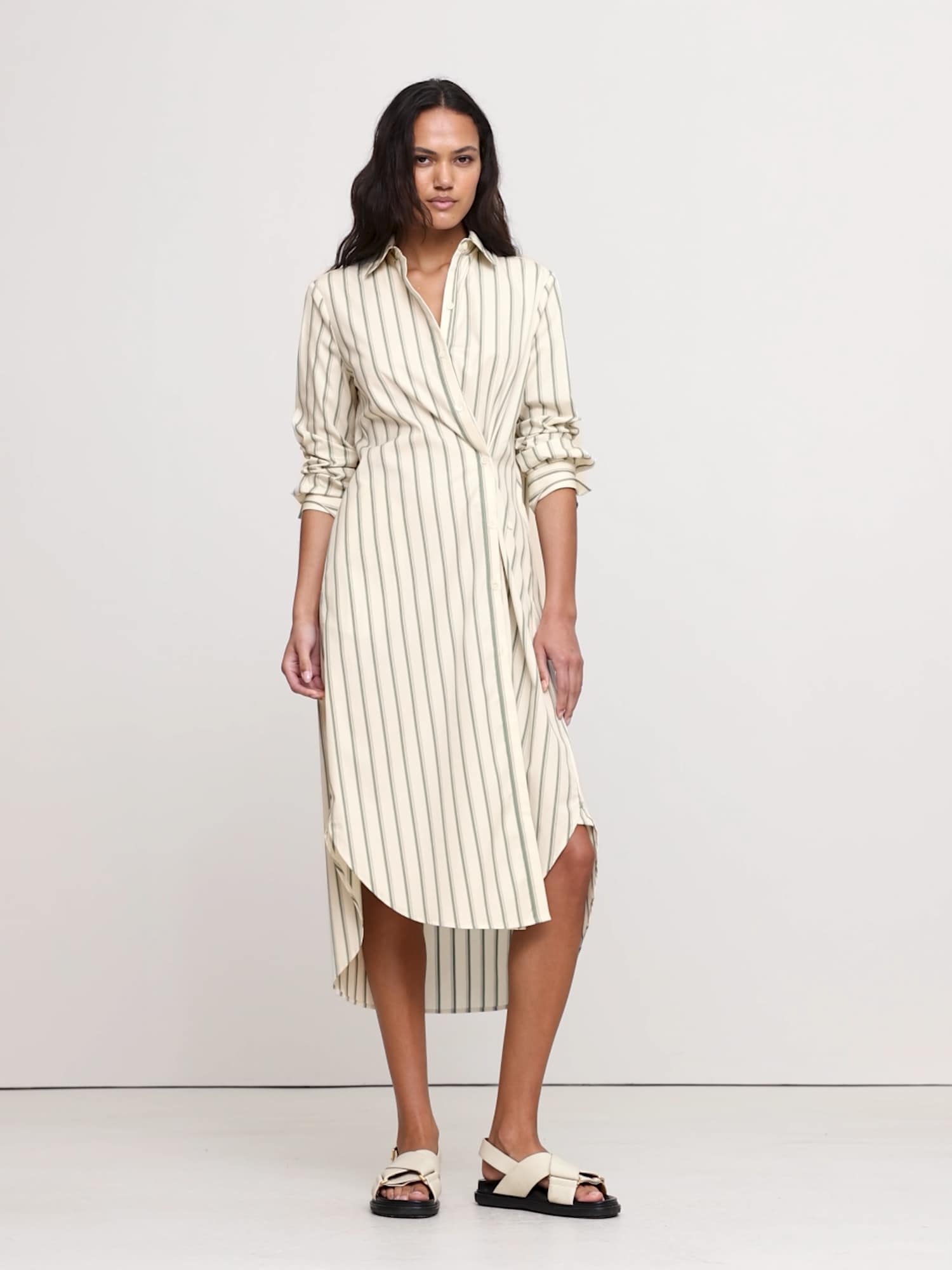 Image number 2 showing, Cotton Poplin Asymmetrical Shirt Dress