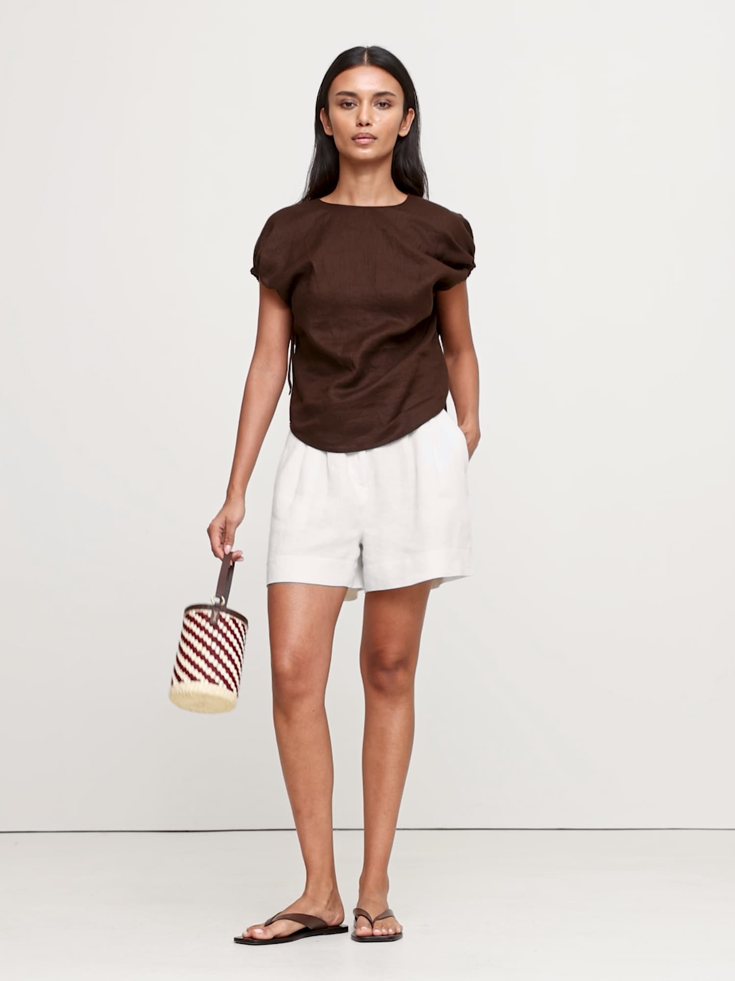 Image number 2 showing, Oversized Linen Cinch Top