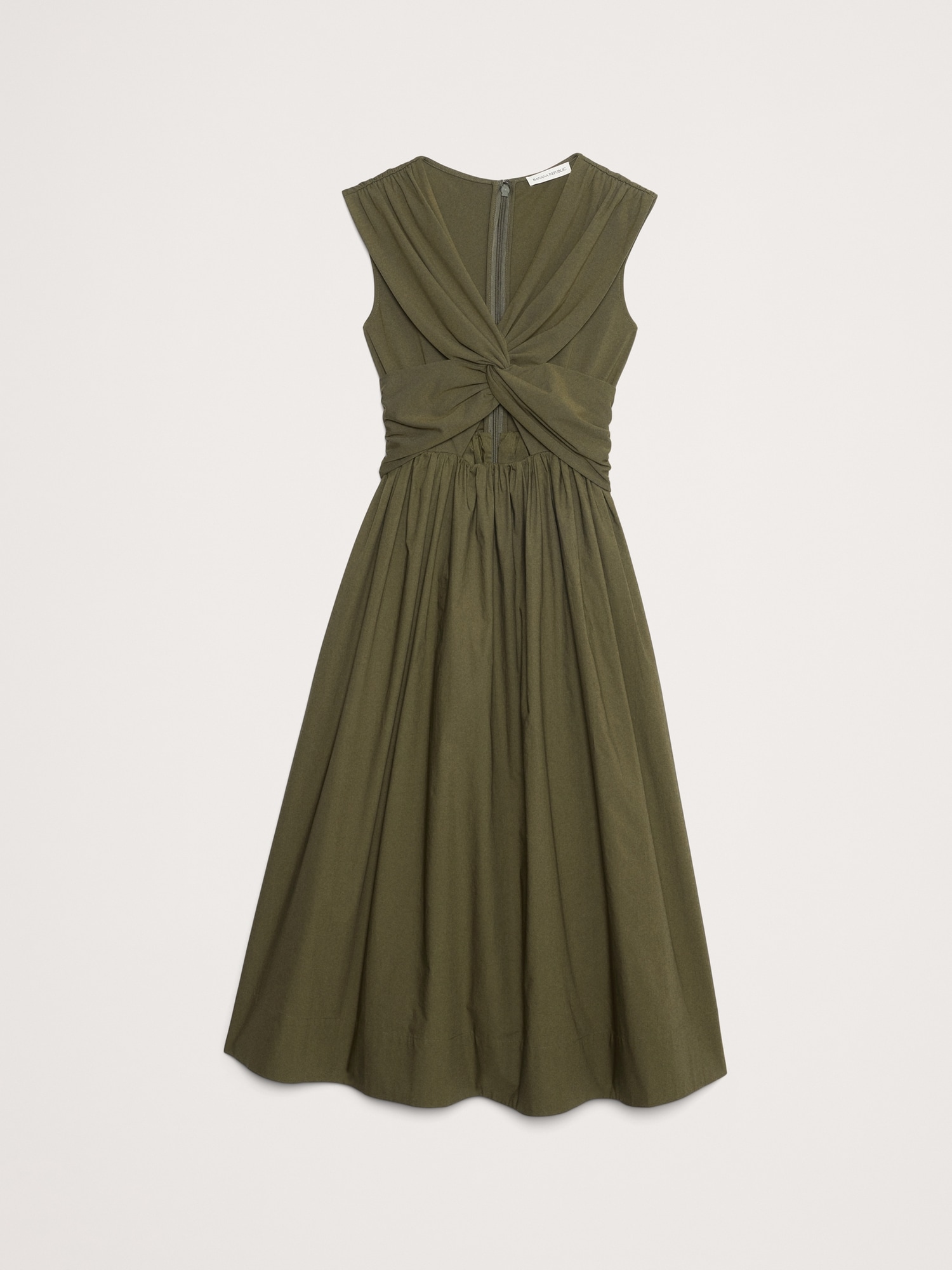 Mixed-Media Cut-Out Midi Dress