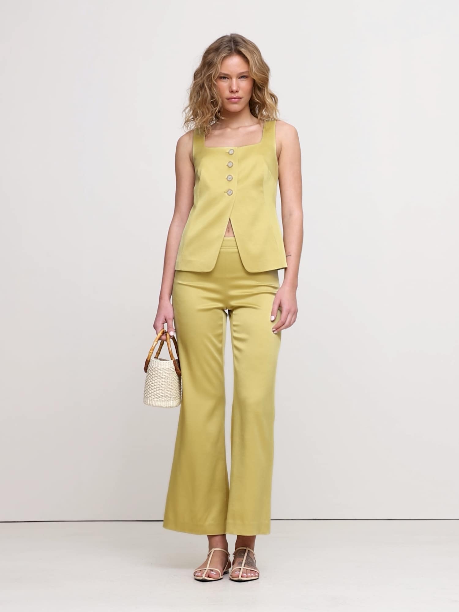 Image number 2 showing, Mid-Rise Kick-Flare Satin Ankle Pant