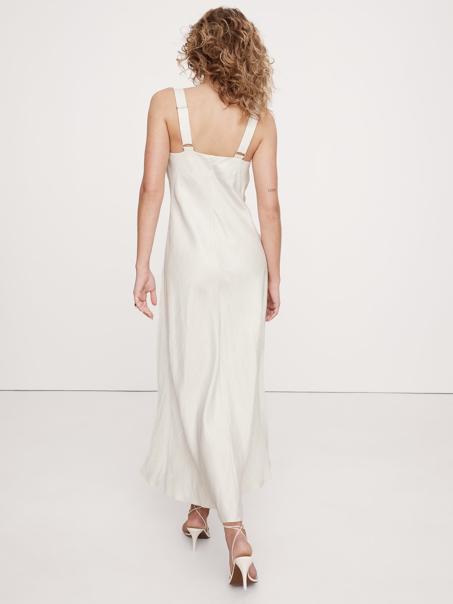 Draped Viscose-Linen Maxi Dress