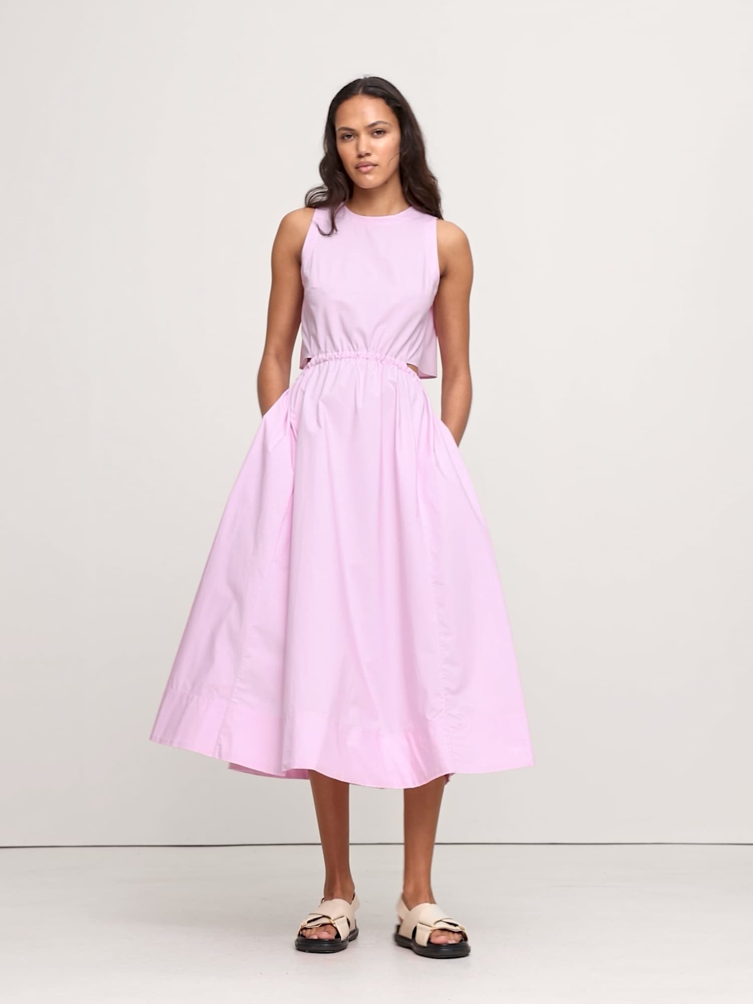 Image number 2 showing, Cotton Poplin Cut-Out Midi Dress
