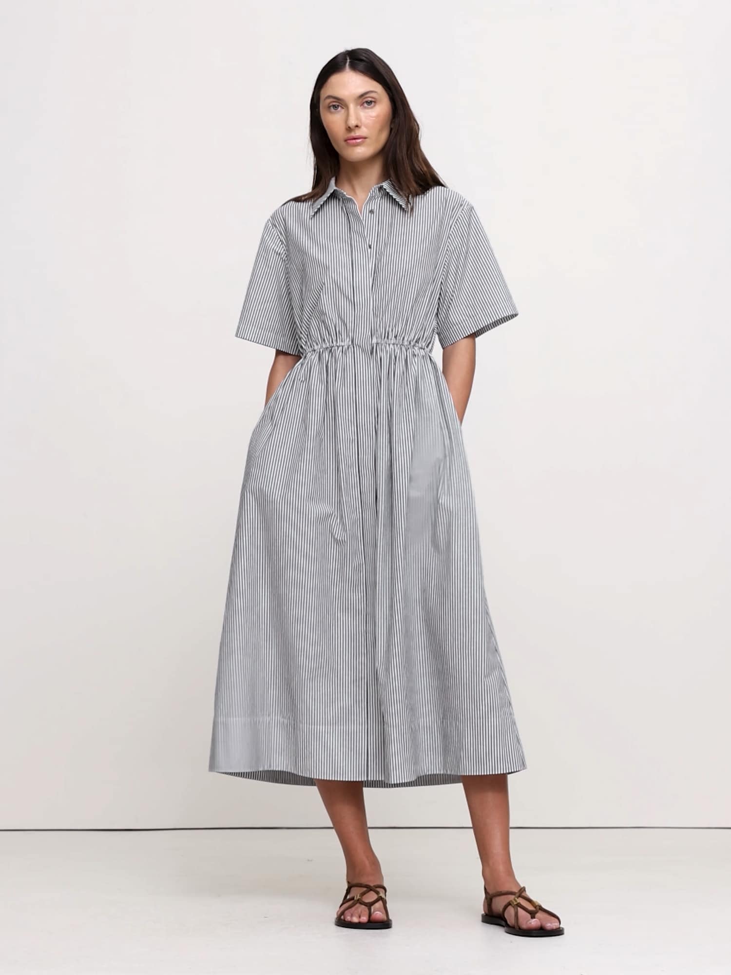 Image number 2 showing, Cotton Poplin Open-Back Shirt Dress