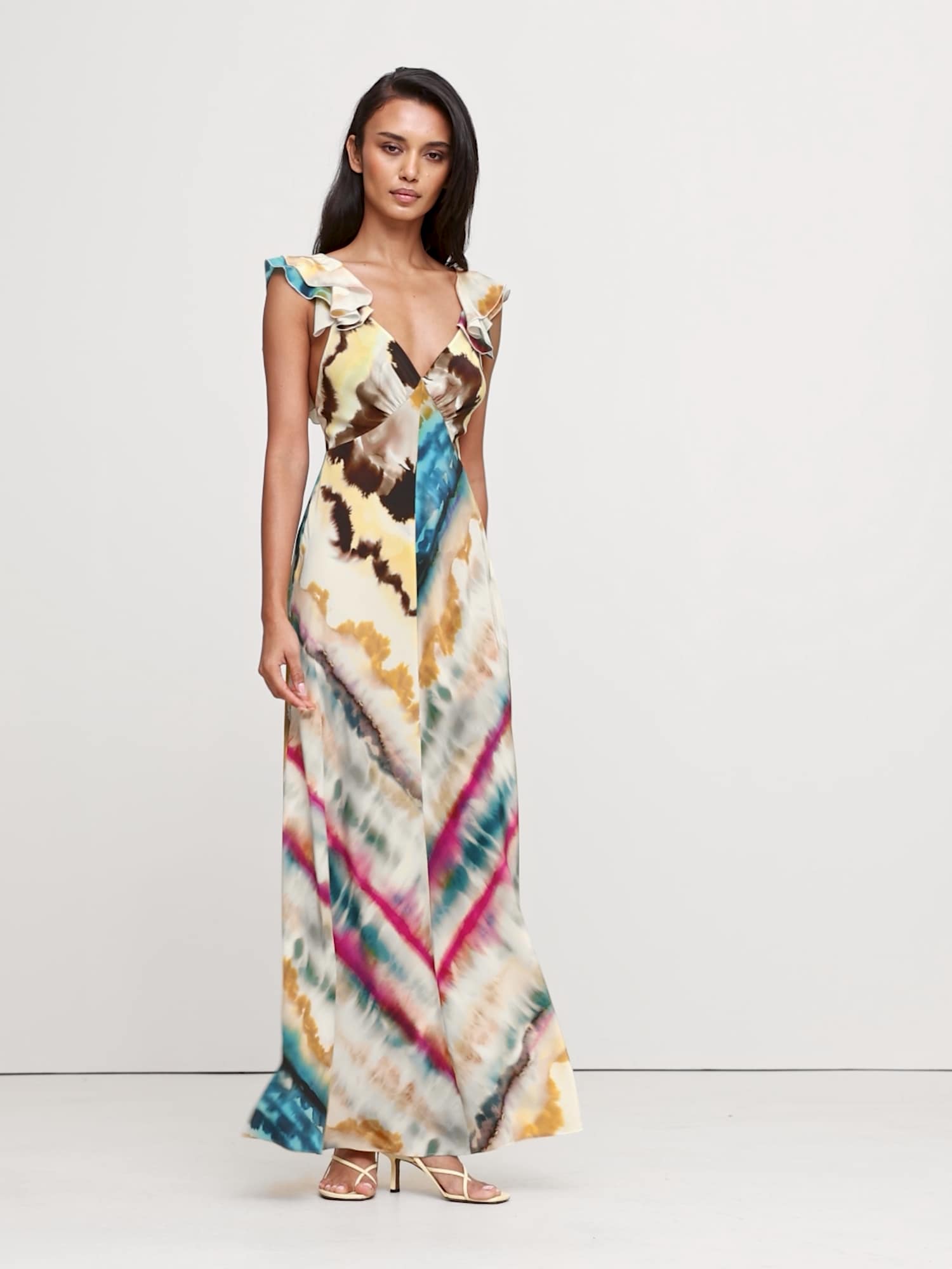 Image number 2 showing, Matte Silk Open-Back Maxi Dress