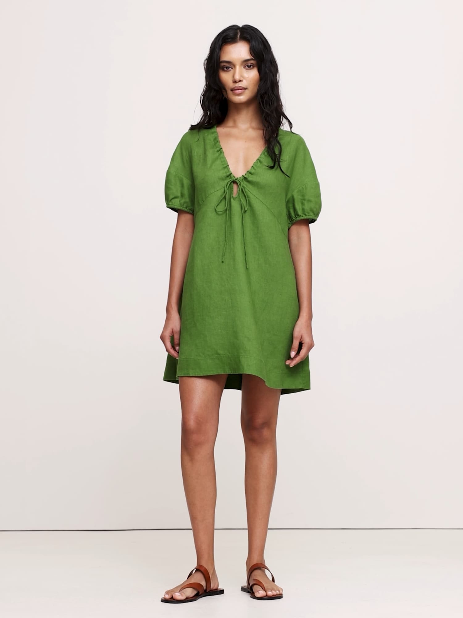 Image number 2 showing, Linen Tie-Front Mini Dress