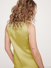 Satin Square-Neck Long Vest | Banana Republic