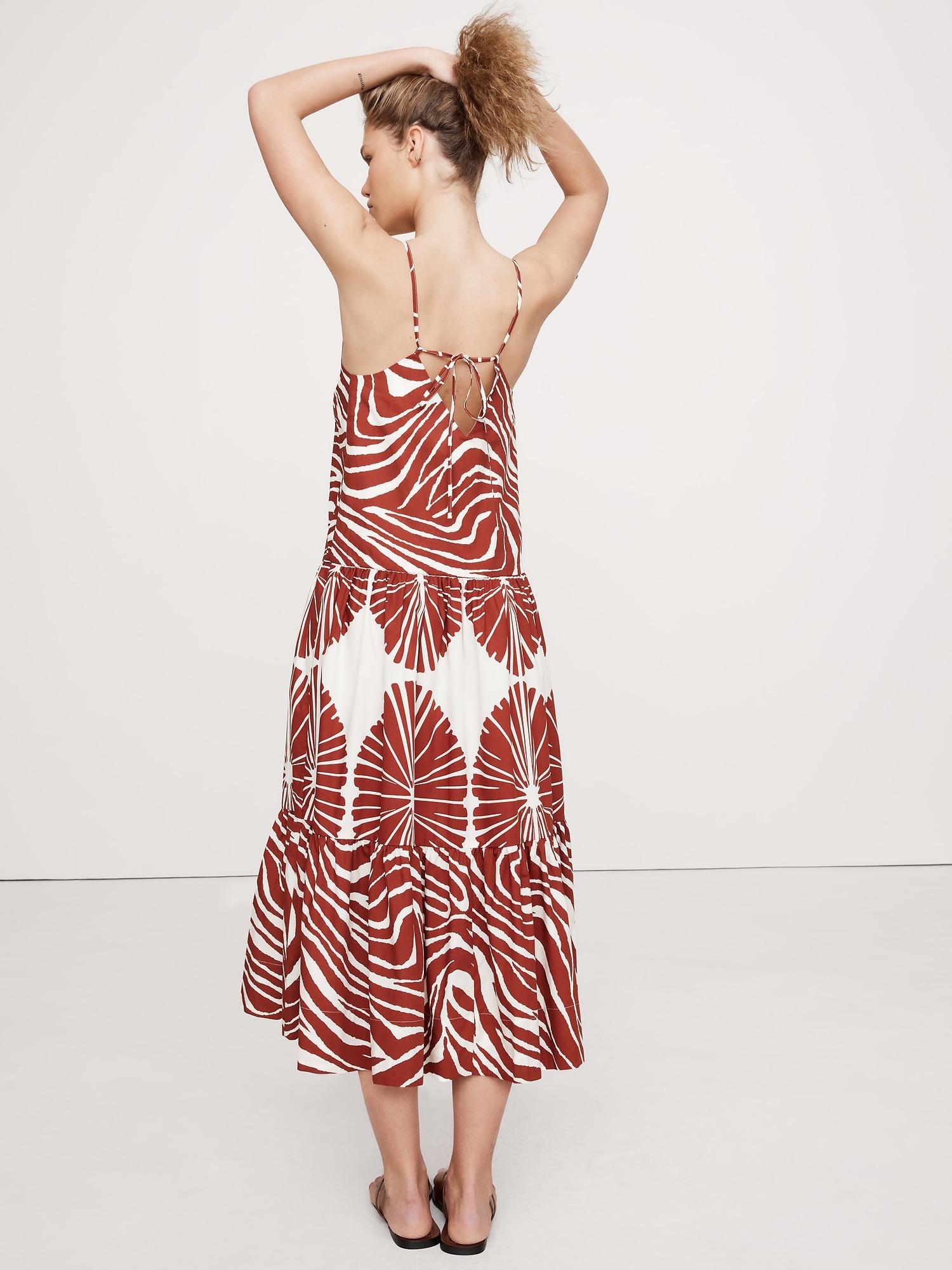 Cotton Poplin Tiered Midi Dress