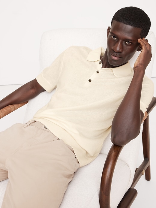 Cashmere-Silk Short-Sleeve Sweater Polo Banana Republic