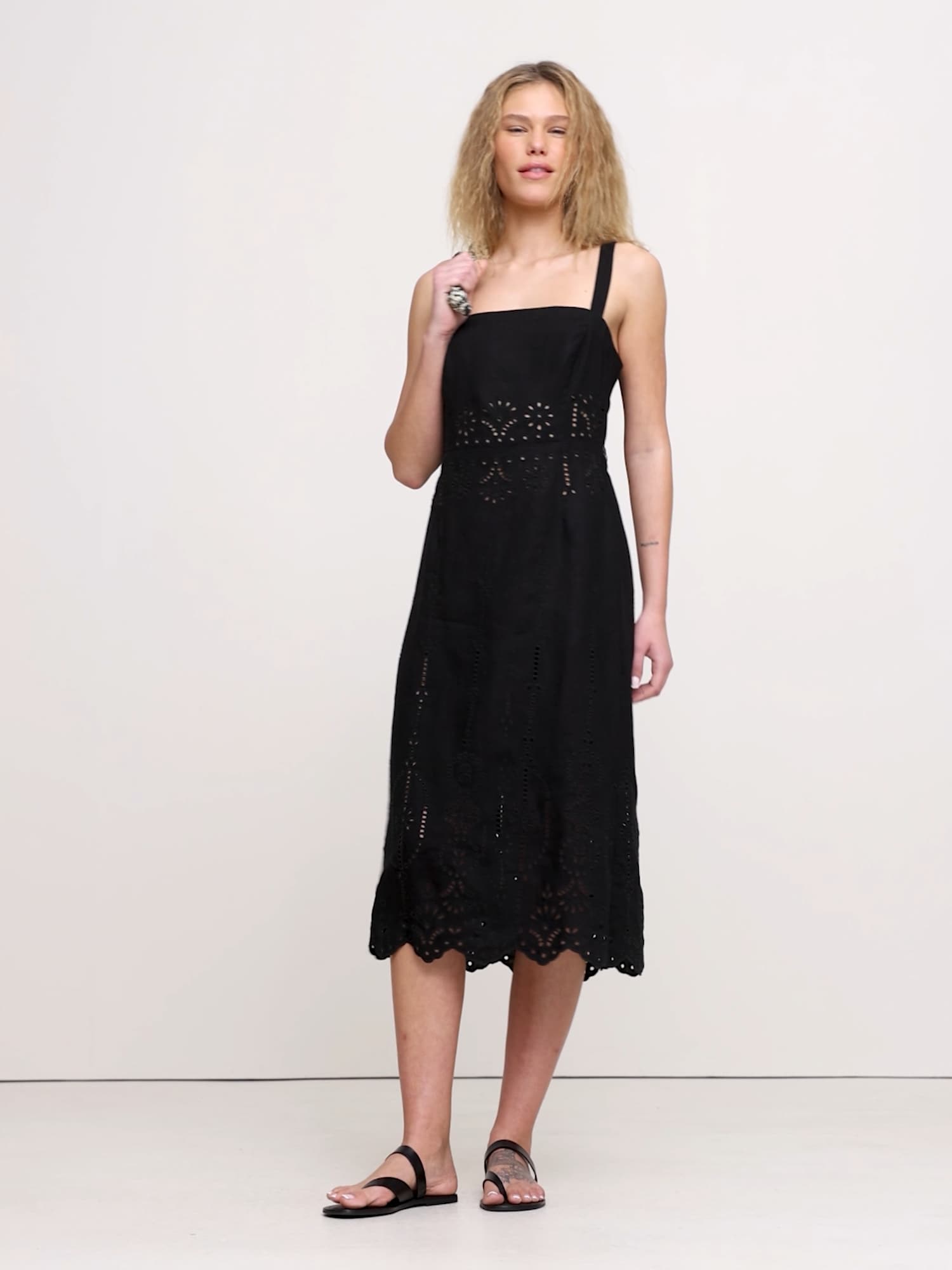 Image number 2 showing, Eyelet Linen Midi Dress