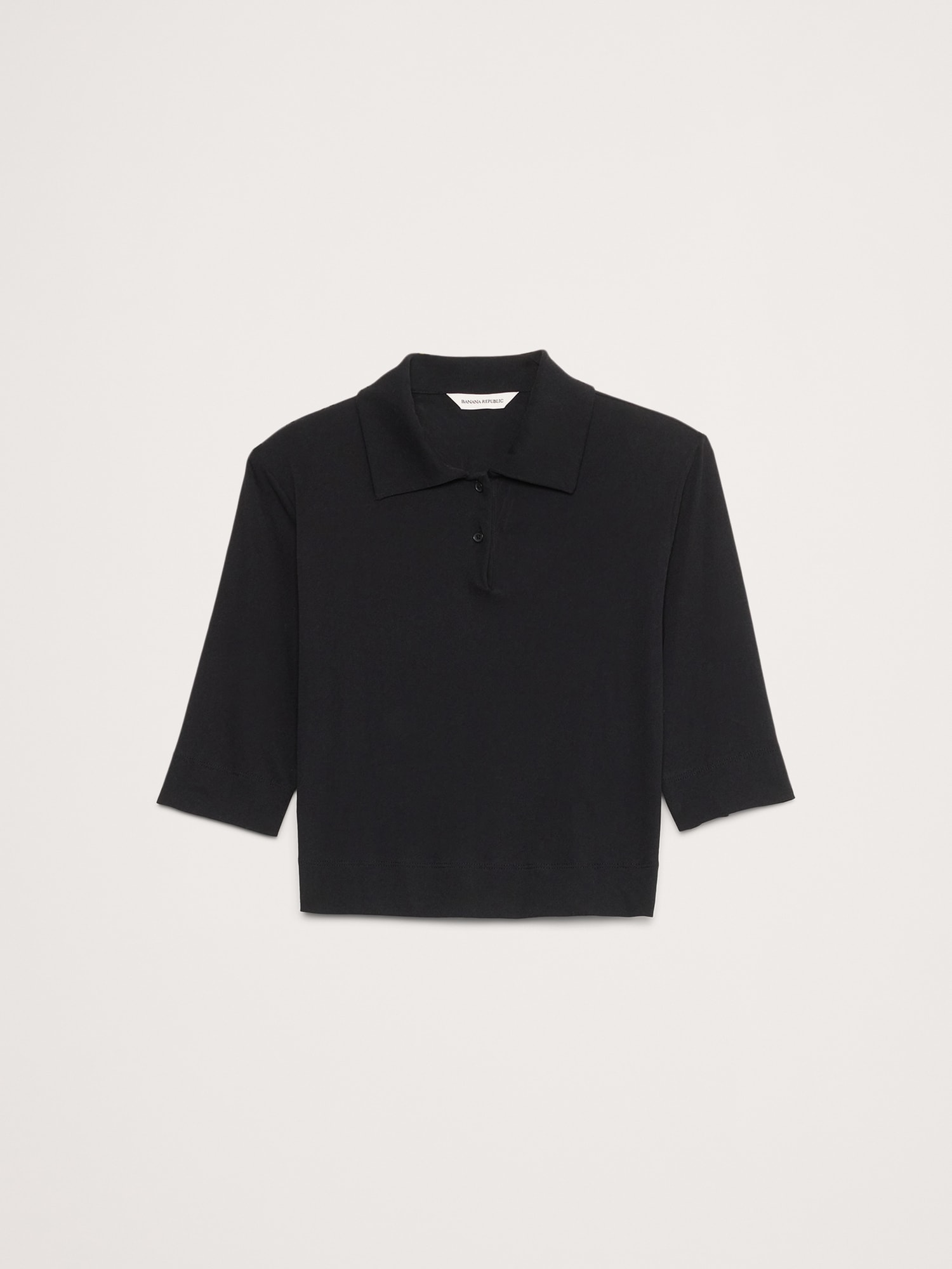 Airy Cotton Crepe Cropped Polo
