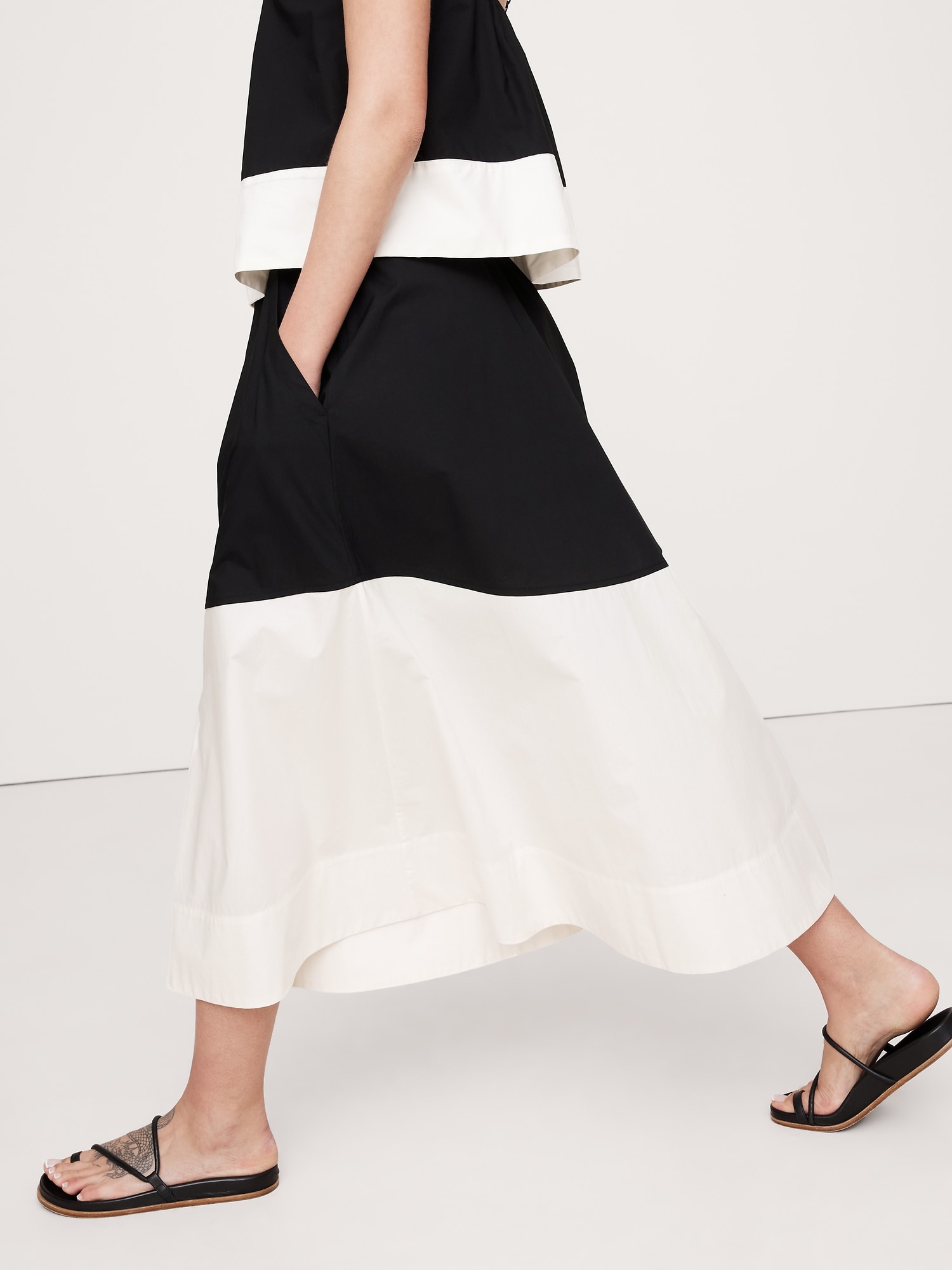 Color-Block Cotton Poplin Maxi Skirt