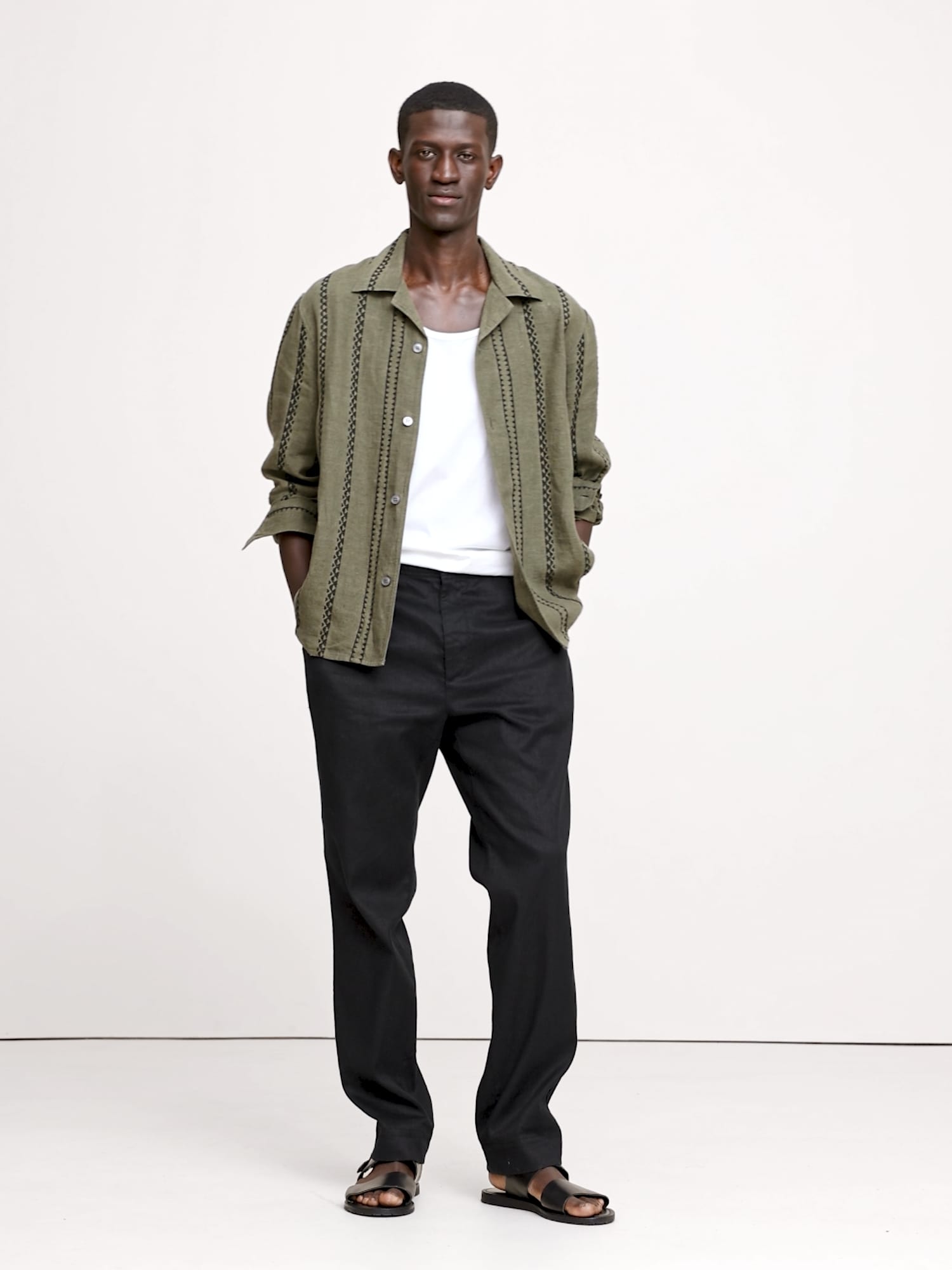 Image number 2 showing, Standard-Fit Embroidered Linen Long-Sleeve Resort Shirt