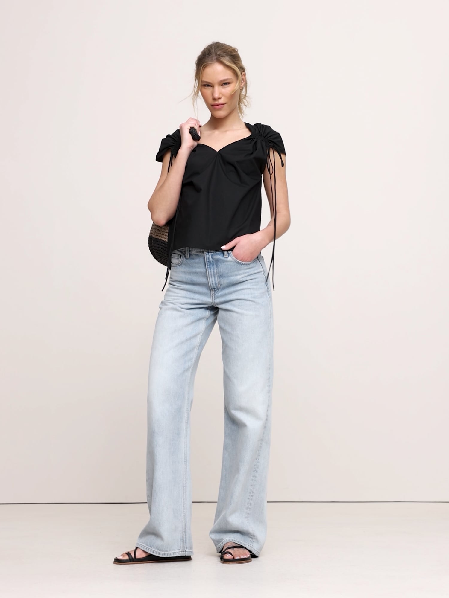 Image number 2 showing, Oversized Cotton Poplin Drawstring Top
