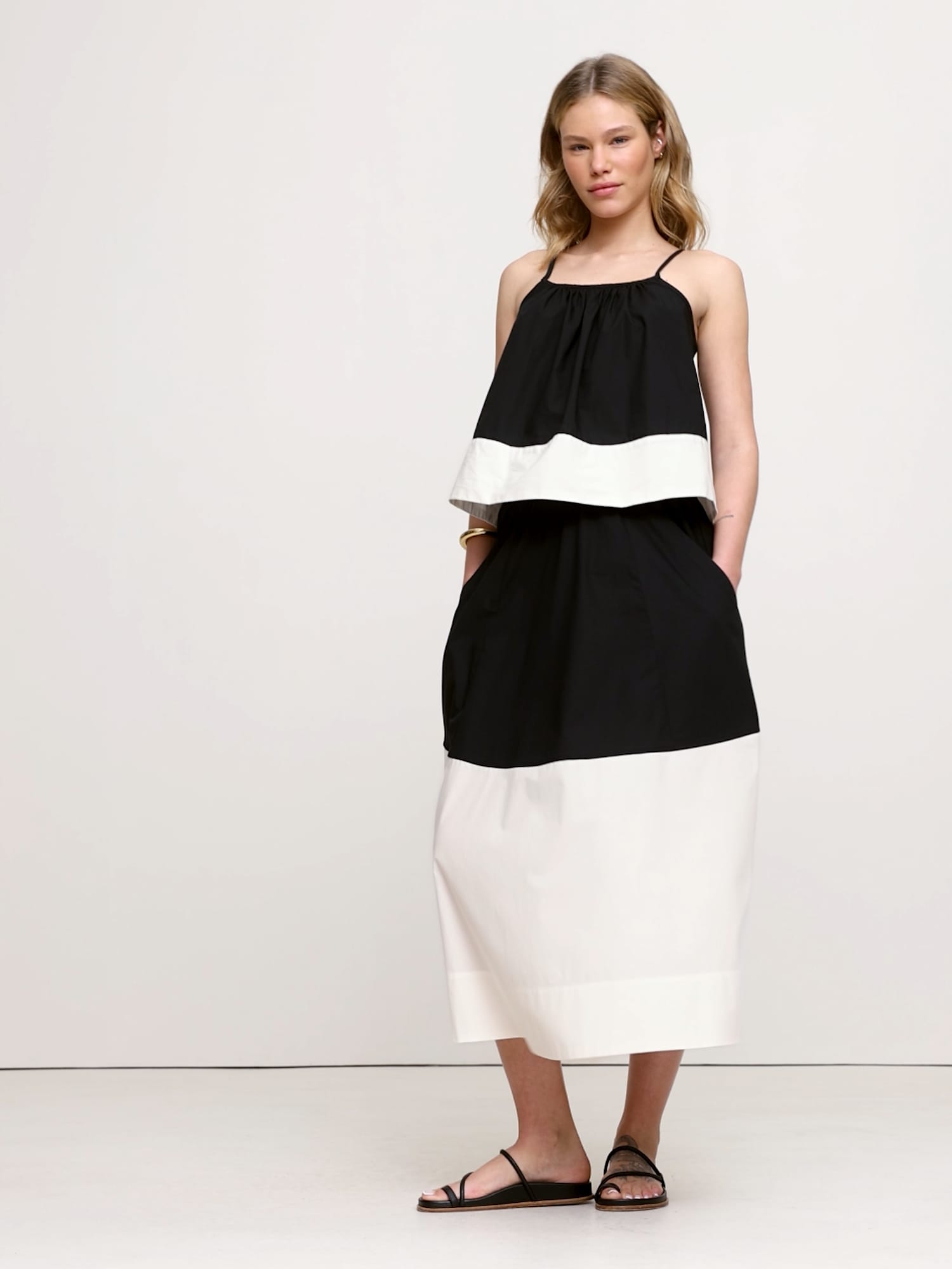 Image number 2 showing, Color-Block Cotton Poplin Maxi Skirt