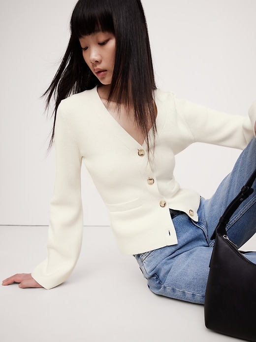 Cardigan à manches évasées en soie et coton Douceur infinie