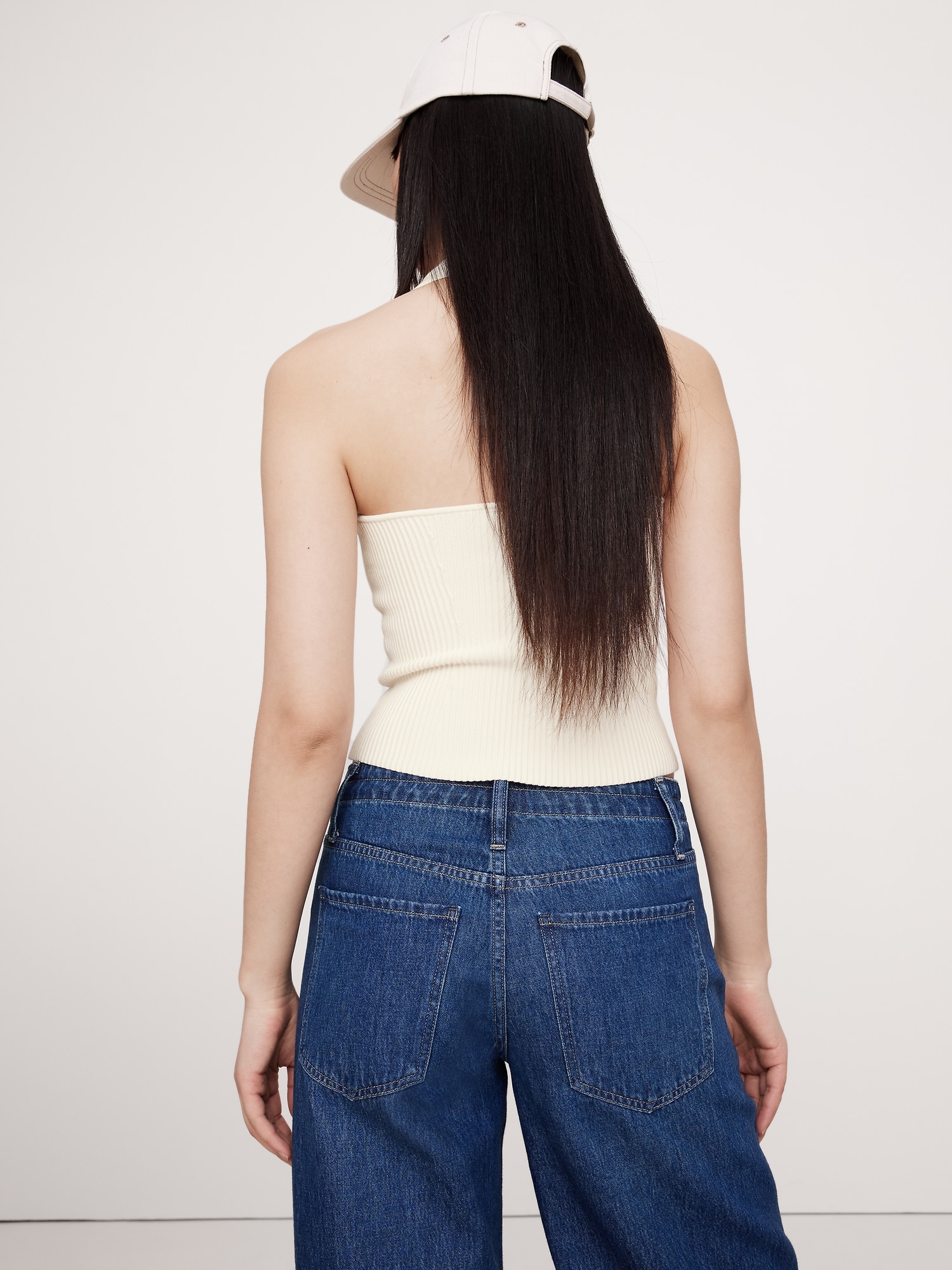 Sculpted Square-Neck Halter Top