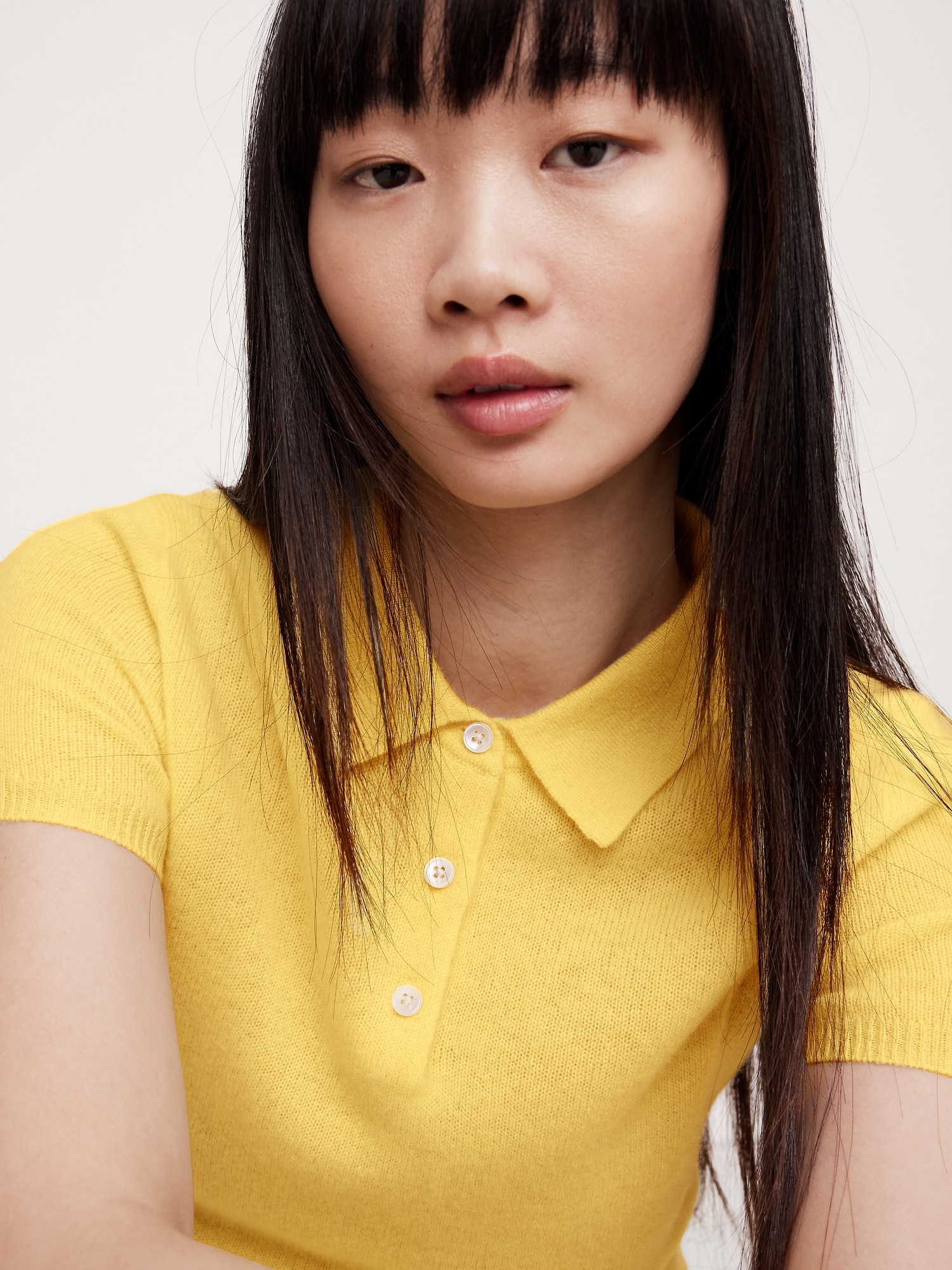 Lightweight Cashmere Short-Sleeve Sweater Polo