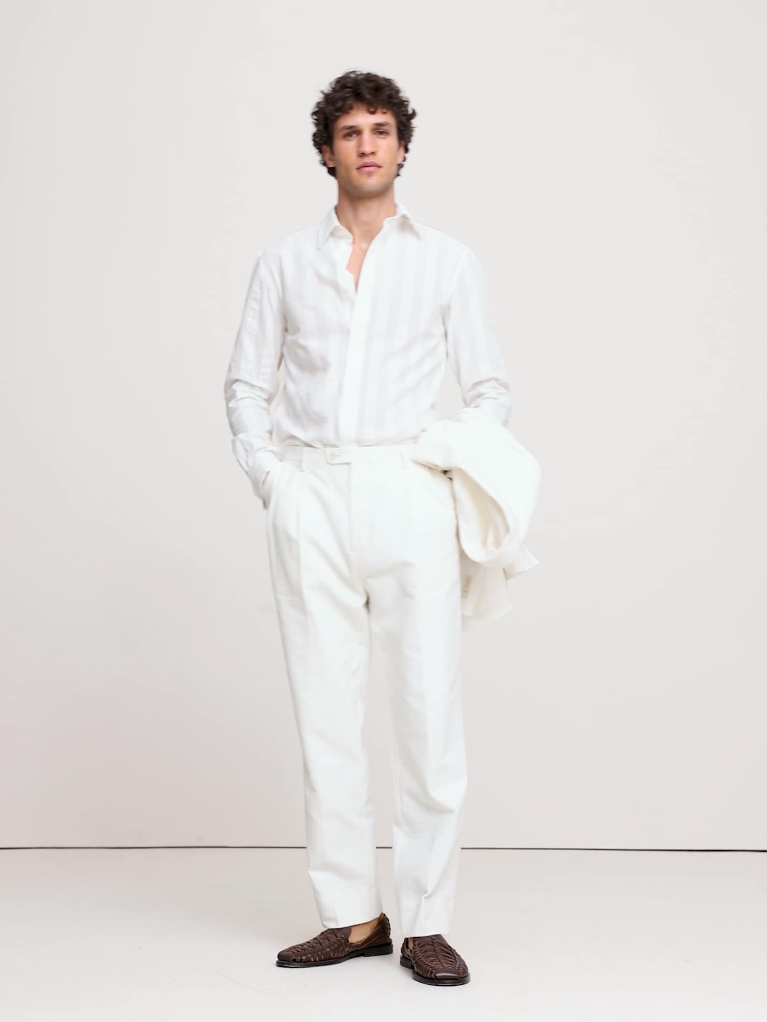 Image number 2 showing, Slim-Fit Cotton Shadow-Stripe Tuxedo Shirt