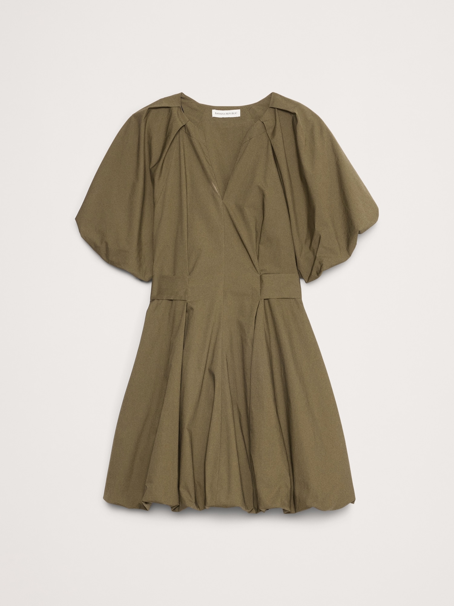 Cotton Poplin Bubble-Hem Mini Dress