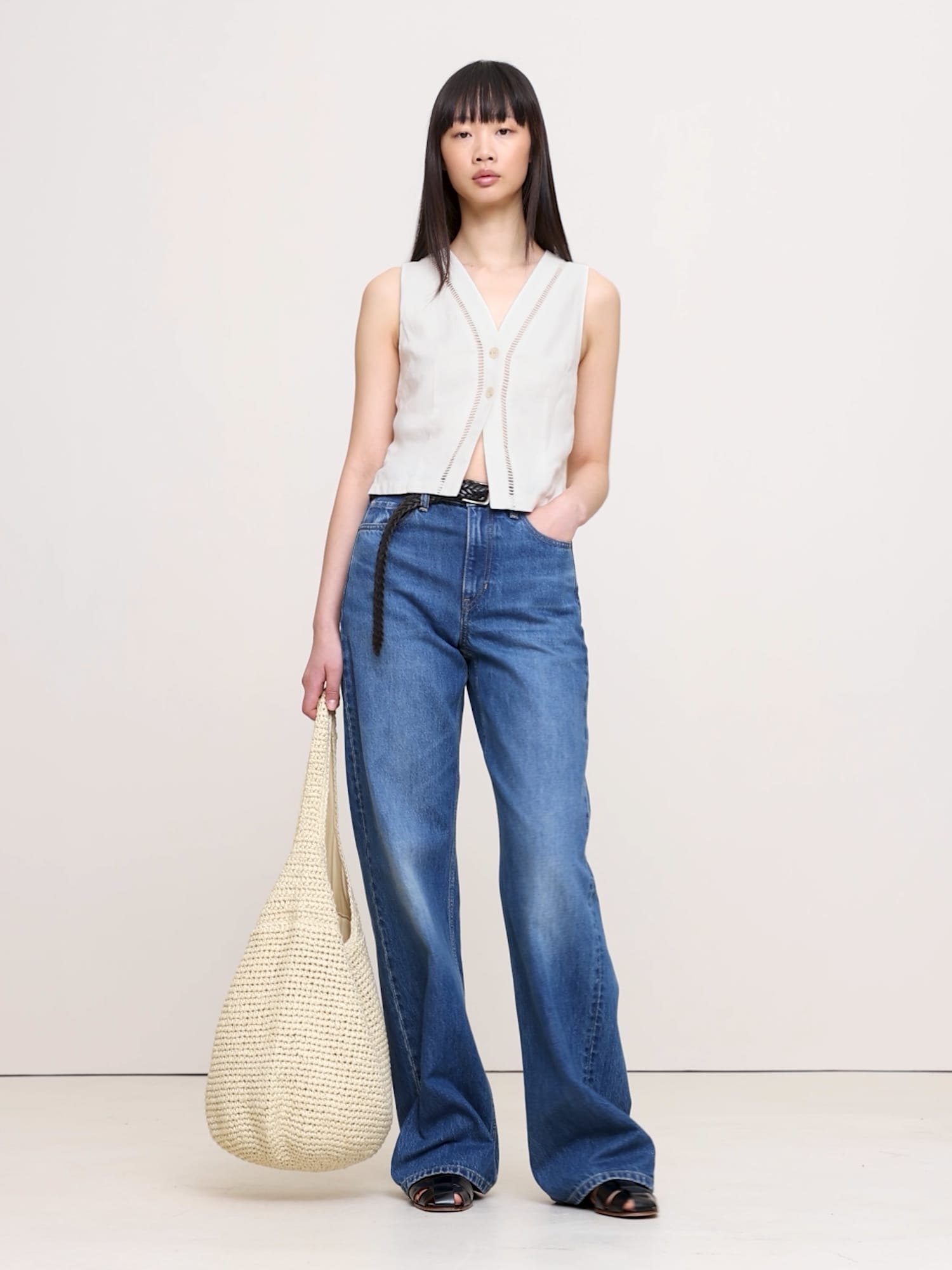 Image number 2 showing, Lace-Trim Linen Vest