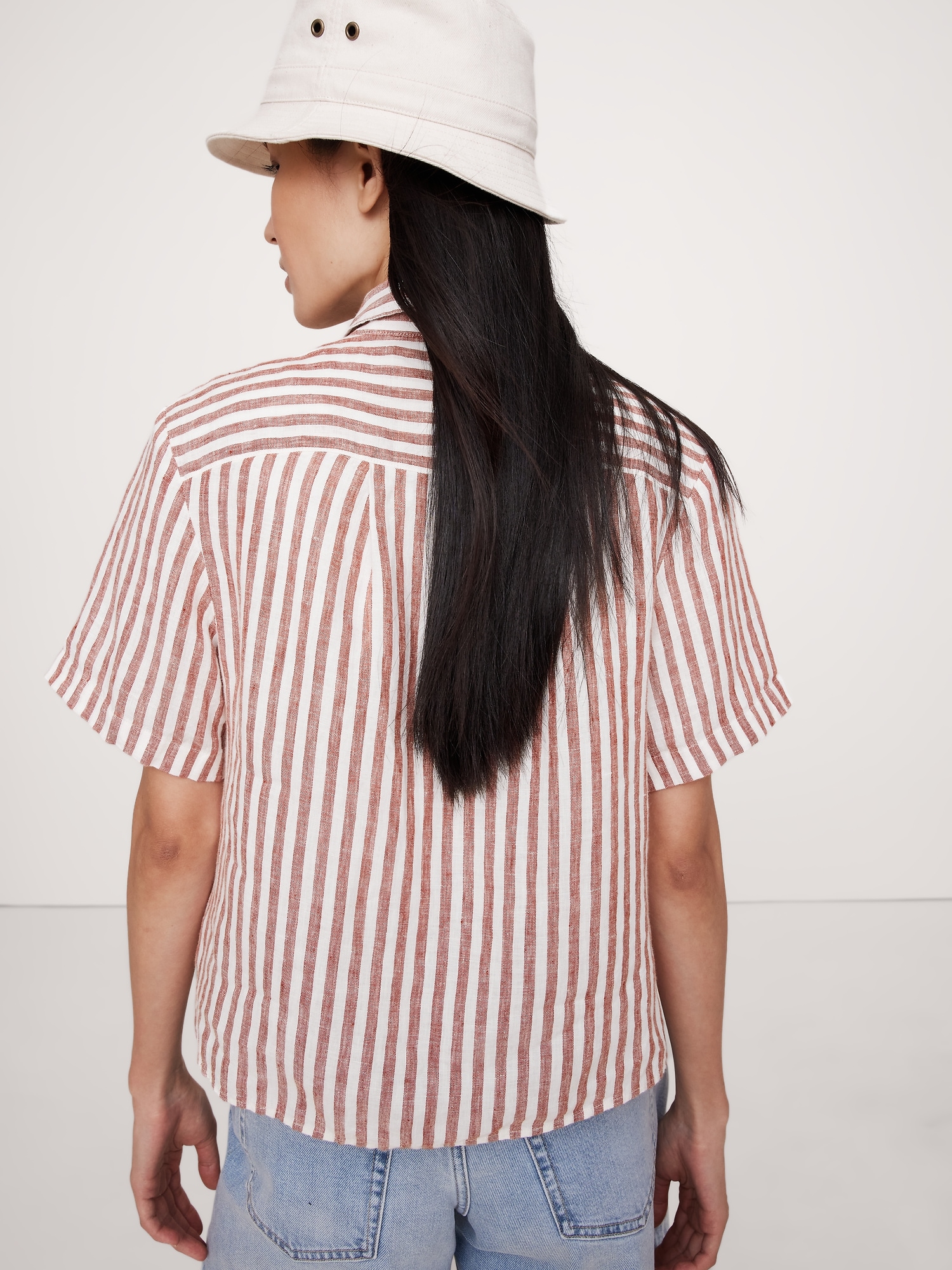 Boxy Linen Short-Sleeve Shirt