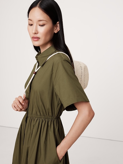cotton poplin open back shirt dress Cotton Poplin Open-back Shirt Dress