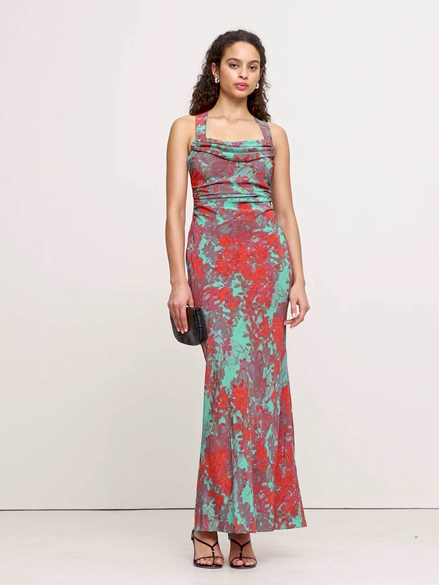 Image number 2 showing, Matte Silk Cowl-Neck Backless Maxi Dress